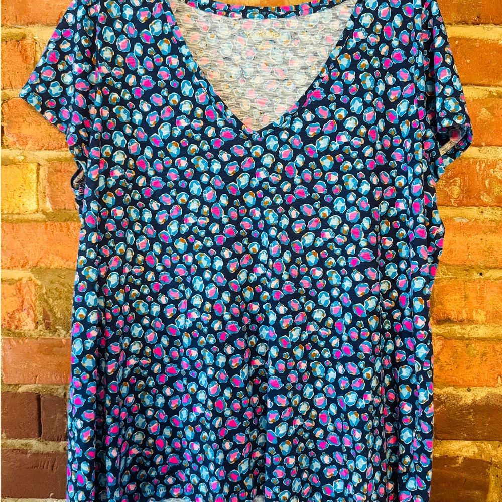 EUC Lilly Pulitzer ETTA V-NECK LOW TIDE NAVY SPOTTED IN THE WILD XL